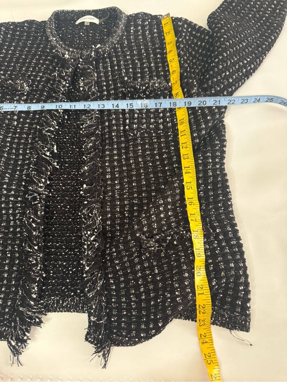 Calvin Klein Black & White Tweed sweater Jacket in size large - Picture 10 of 11